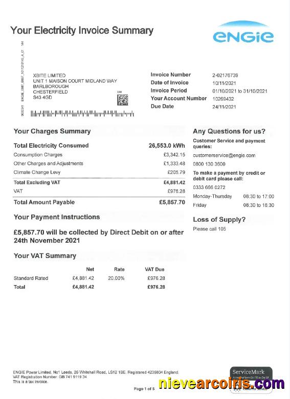 UNITED KINGDOM ENGIE utility bill